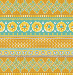 Notting Hill - Mustard - Border Fabric Gold, Turquoise, Blue - Click Image to Close